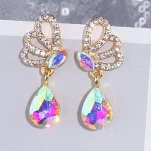 Prom Pageant Bridal Jewelry - AB Crystal Bridal Prom Pageant Drop Earrings Prom Pageant Bridal Jewelry - AB Crystal Bridal Prom Pageant Drop Earrings